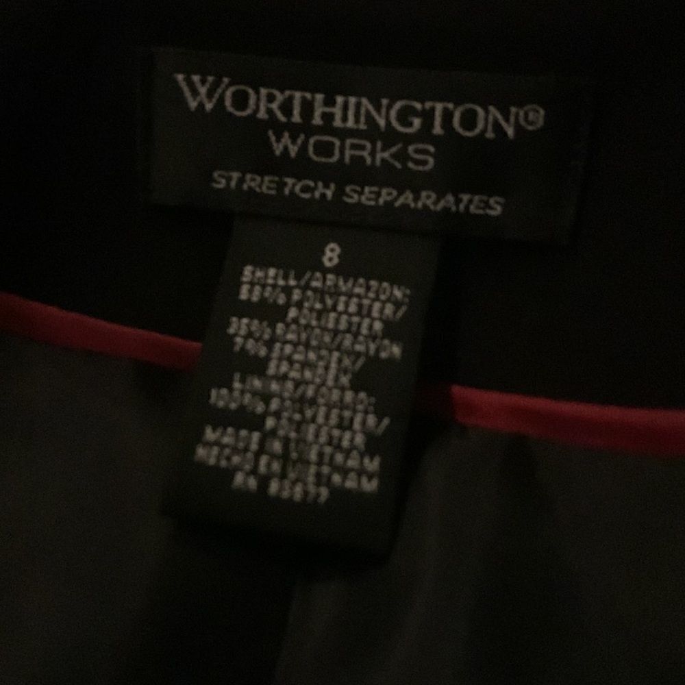 Worthington Works Stretch Separates Size 8 Silver Button Front Black Trench Coat - Picture 10 of 15